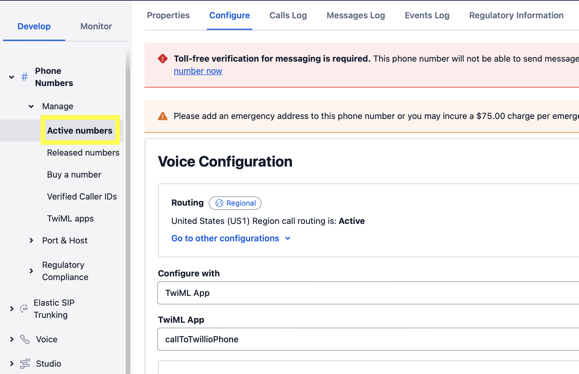configure TwiML App